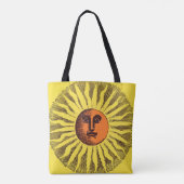 Celestial Yellow glimlachend Happy Hippie Sun Tote Bag (Achterkant)