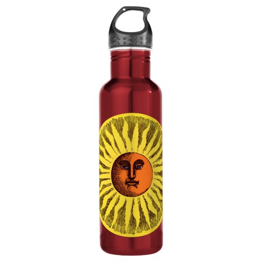  Celestial Yellow glimlachend Happy Hippie Sun Waterfles (Voorkant)