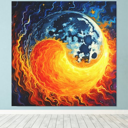 Celestial Yin Yang Art Canvas Afdruk (Insitu (Houten vloer))