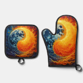 Celestial Yin Yang Art Ovenwant & Pannenlap Set (Voorkant)