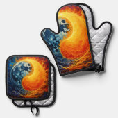 Celestial Yin Yang Art Ovenwant & Pannenlap Set (Voorkant / Achterkant)
