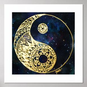 Celestial Yin Yang Gold Foil Art Print