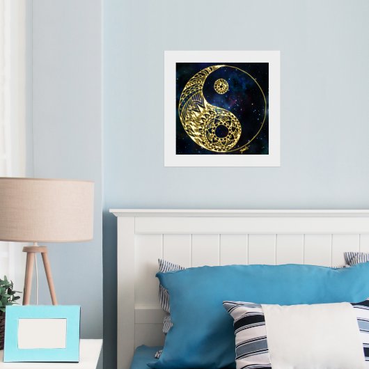 Celestial Yin Yang Gold Foil Art Print (Insitu (Slaapkamer))