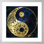 Celestial Yin Yang Gold Foil Art Print (Voorkant)