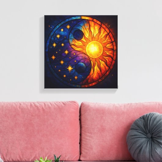 Celestial Yin Yang Stained Glass Art Canvas Afdruk (Insitu (Woonkamer))
