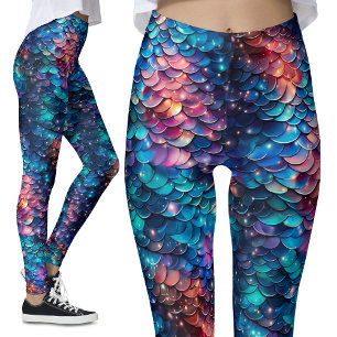 Celestial Zeemeermin Sparkles Galaxy Schalen Glitt Leggings