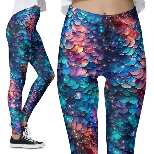 Celestial Zeemeermin Sparkles Galaxy Schalen Glitt Leggings