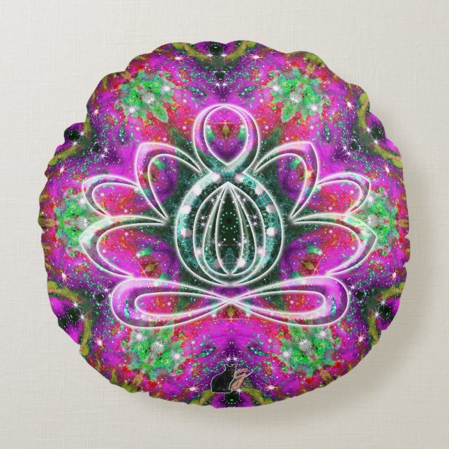 Celestial Zen Lotus Rond Kussen (Voorkant)