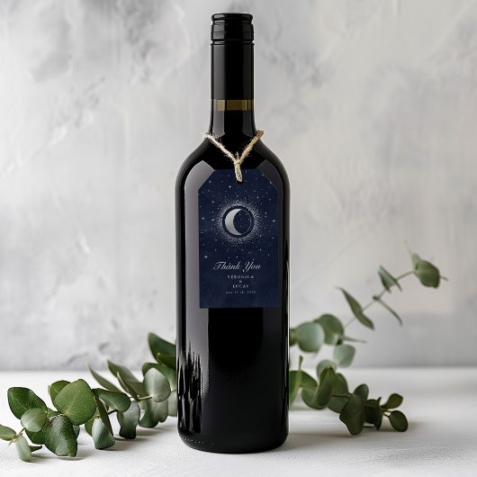 Celestial Zilveren Maan Bruiloft Dank u Cadeau Lab Cadeaulabel