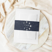 Celestial Zilveren Maan Fasen Bruiloft Buik Band Uitnodigingen Wikkel