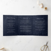 Celestial Zilveren Maan Gevouwen Bruiloft Programm Drieluik Uitnodiging (Binnen)