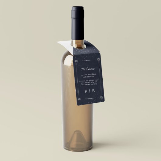 Celestial Zilveren Maan Trouwfles Hanger Labels