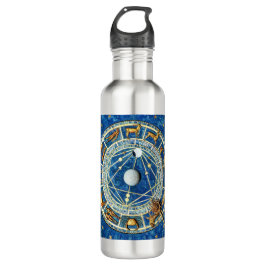 Celestial Zodiac Blue & Gold Astrology Signs Wheel Waterfles