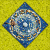 Celestial Zodiac Blue Gold Astrology Wheel