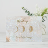 Celestial Zodiac Moon Blue Gold Typography Wedding Bedankkaart (Staand voorkant)