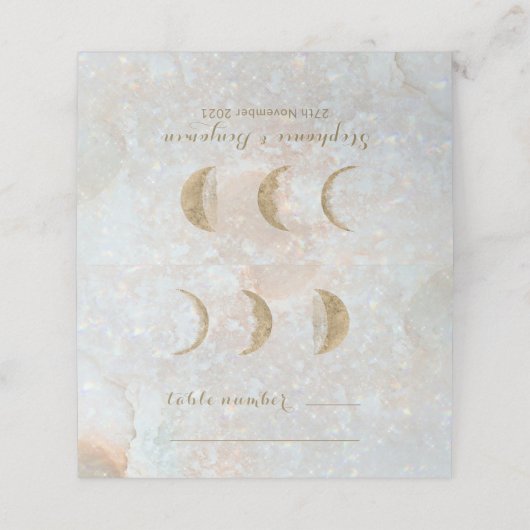 Celestial Zodiac Moon Blue Gold Wedding Table Plaatskaartje (Buitenkant ongevouwen)