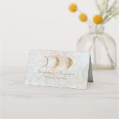 Celestial Zodiac Moon Blue Gold Wedding Table Plaatskaartje (Achterkant)