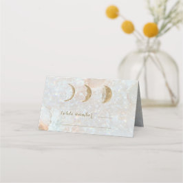 Celestial Zodiac Moon Blue Gold Wedding Table Plaatskaartje