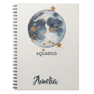 Celestial Zodiac Moon Stars Aquarius Journal Notitieboek