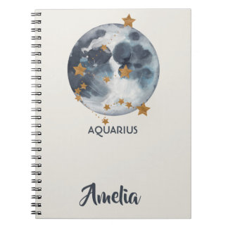 Celestial Zodiac Moon Stars Aquarius Journal Notitieboek
