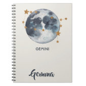 Celestial Zodiac Moon Stars Gemini Journal Notitieboek (Voorkant)