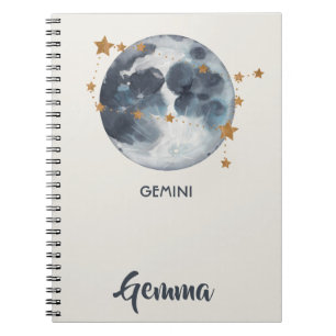 Celestial Zodiac Moon Stars Gemini Journal Notitieboek