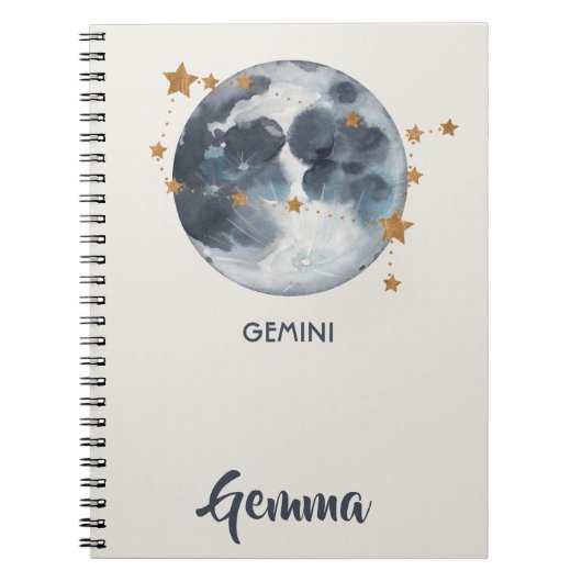 Celestial Zodiac Moon Stars Gemini Journal Notitieboek (Voorkant)