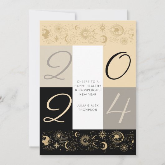 Celestial Zodiac Proost Nieuwjaar Business Geen fo Feestdagenkaart (Voorkant)