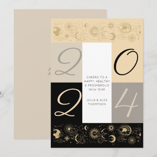 Celestial Zodiac Proost Nieuwjaar Business Geen fo Feestdagenkaart (Voorkant / Achterkant)