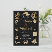 Celestial Zodiac Signs Wedding Invitation Kaart (Staand voorkant)