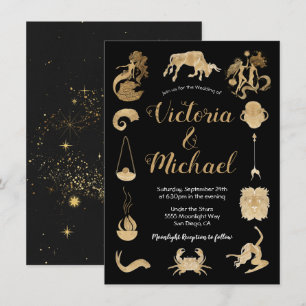 Celestial Zodiac Signs Wedding Invitation Kaart