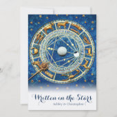Celestial Zodiac Sky Navy Blue Gold Stars Wedding Kaart (Voorkant)