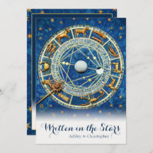 Celestial Zodiac Sky Navy Blue Gold Stars Wedding