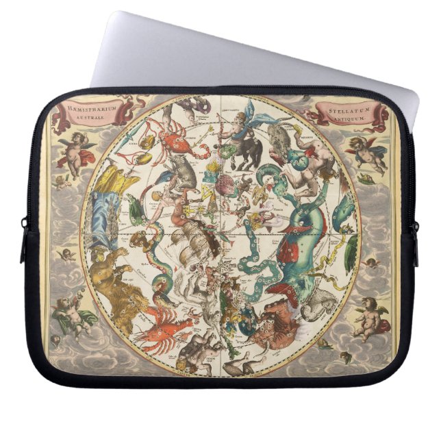  Celestial Zodiac Star Constellation Map Laptop Sleeve (Voorkant)