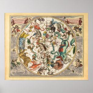 Celestial Zodiac Star Constellation Map Poster