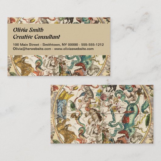  Celestial Zodiac Star Constellation Map Visitekaartje (Voorkant / Achterkant)