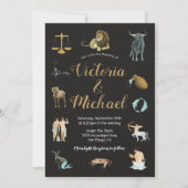 Celestial Zodiac Star Signs Constellation Invita Kaart (Voorkant)
