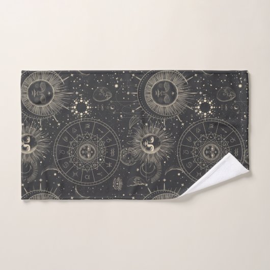Celestial Zodiac Sun Moon Stars Pattern Bad Handdoek (Handdoek)