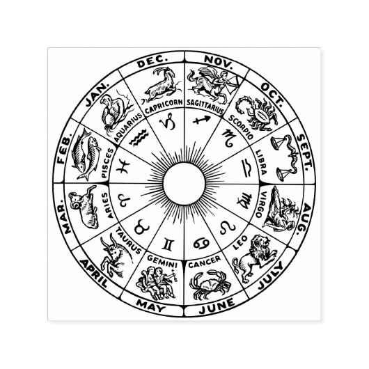 Celestial Zodiac Wheel Chart #1 Zelfinktende Stempel (Design)