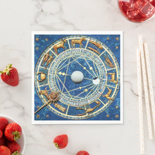 Celestial Zodiac Wheel Horoscoop Astrologie Tekene Servet (Insitu)