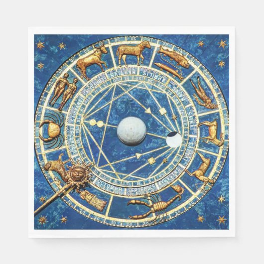 Celestial Zodiac Wheel Horoscoop Astrologie Tekene Servet (Voorkant)