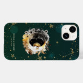 Celestial zon en maan bloemen sterren groen Case-Mate iPhone case (Achterkant (horizontaal))