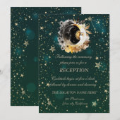 Celestial zon en maan bloemen sterren groen kaart (Voorkant / Achterkant)