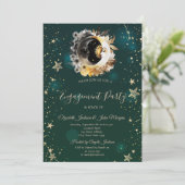 Celestial zon en maan bloemen sterren groen kaart (Staand voorkant)