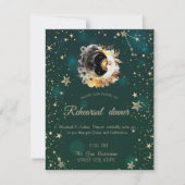 Celestial zon en maan bloemen sterren groen kaart (Voorkant)