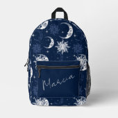 Celestial Zon, Maan en Sterren Gepersonaliseerd Bedrukte Rugzak (Voorkant)