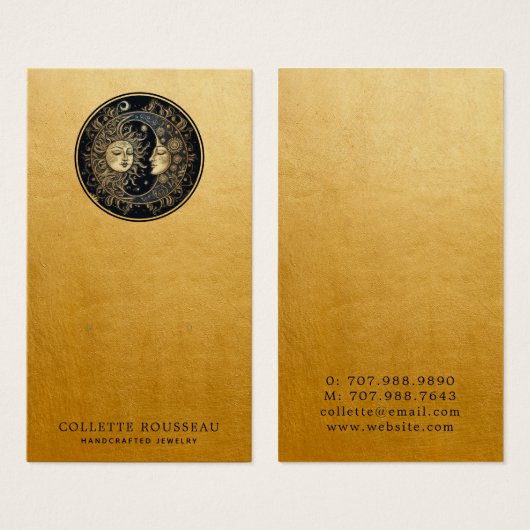 Celestial Zon Maan Gouden Oorbel Sieraden Display Visitekaartje (Voorkant /achterkant)