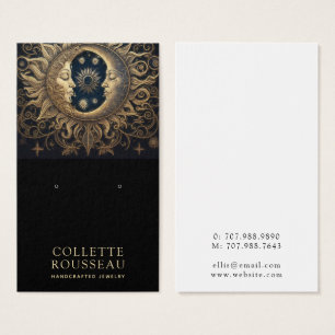 Celestial Zon Maan Oorbel Sieraden Display Visitekaartje