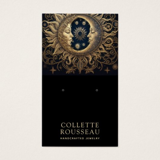 Celestial Zon Maan Oorbel Sieraden Display Visitekaartje (Voorkant)
