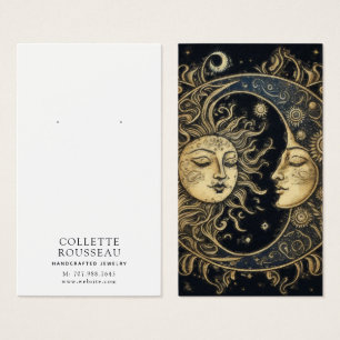 Celestial Zon Maan Oorbel Sieraden Display Visitekaartje
